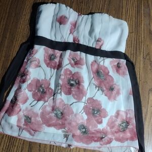 Floral Pattern Strapless Top